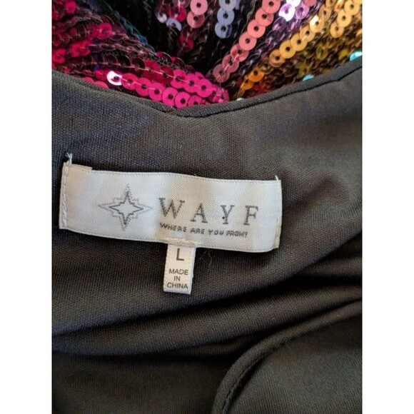 WAYF Rainbow Striped Sequin Cami Tank Top Size Large Festival Rave Party Y2K - Picture 7 of 10